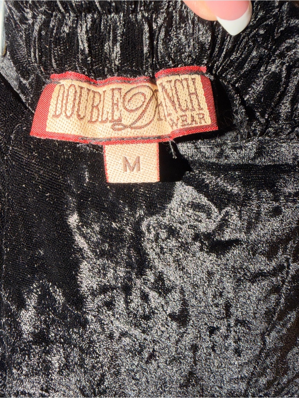 VTG Double D Ranchwear Black Crushed Velvet Maxi Skirt - Picture 3 of 3